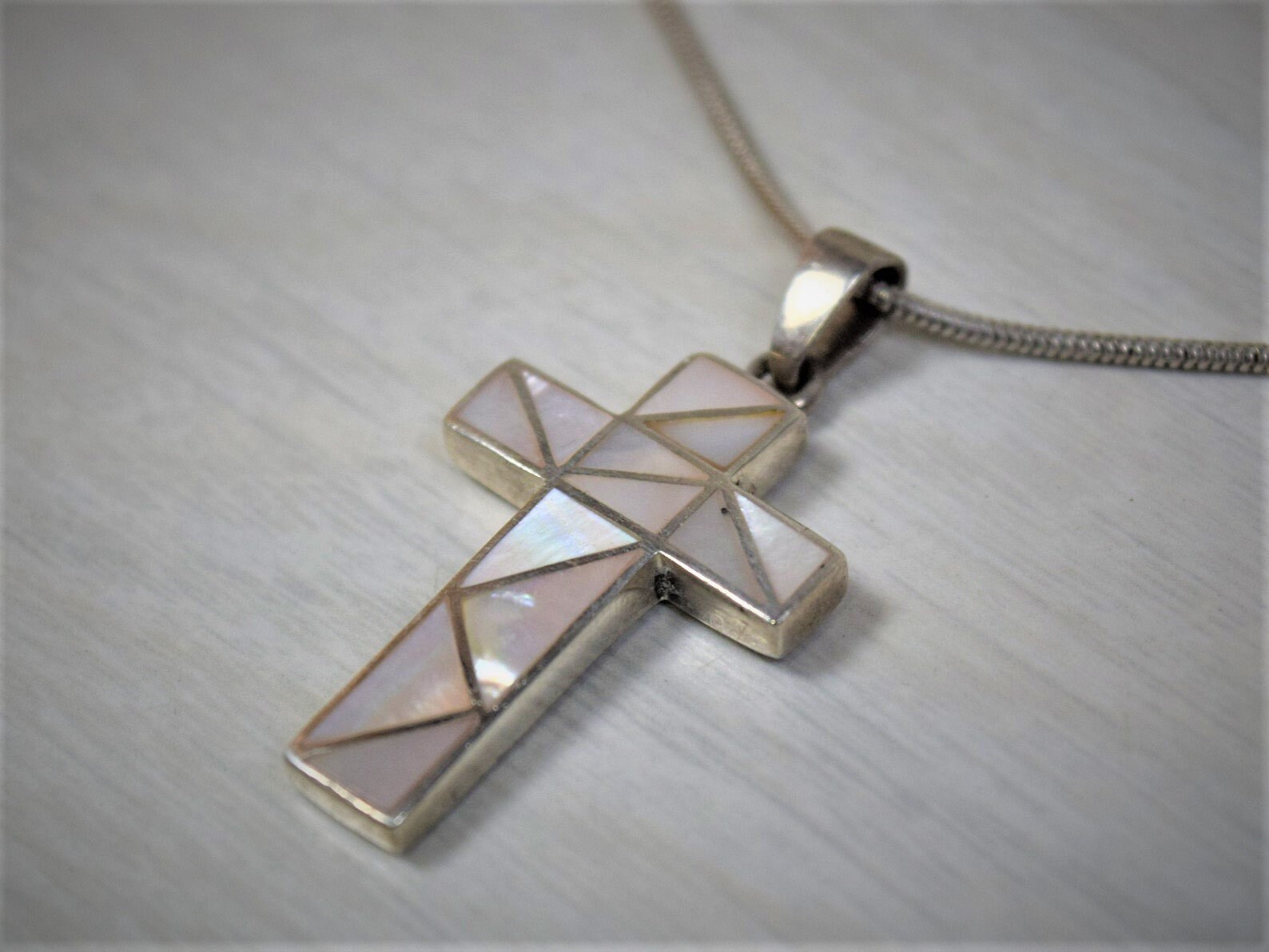 Mother of Pearl Cross Necklace