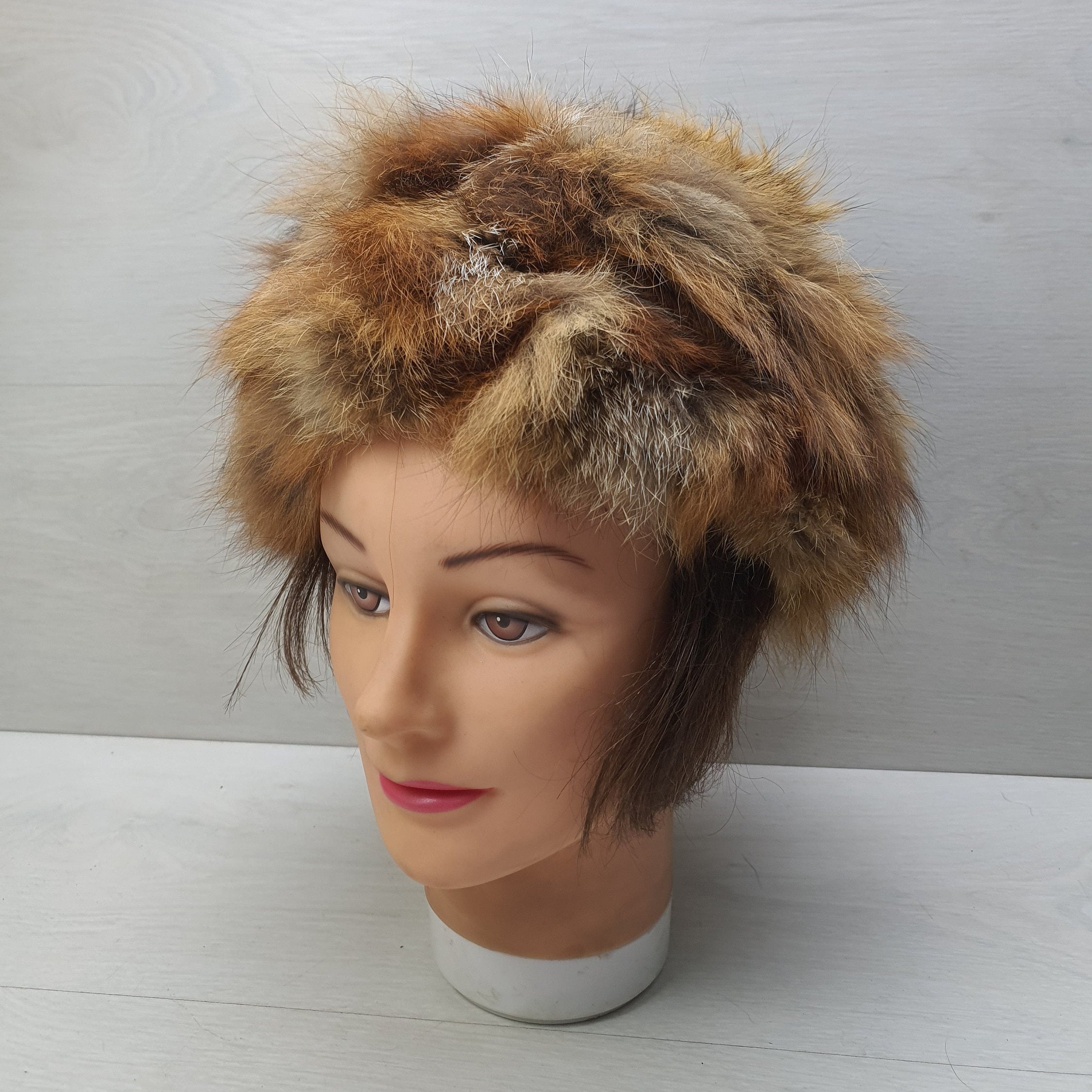 Vintage Fox Fur Leather Russian Hat (53-54cm) - Etsy display picture 2