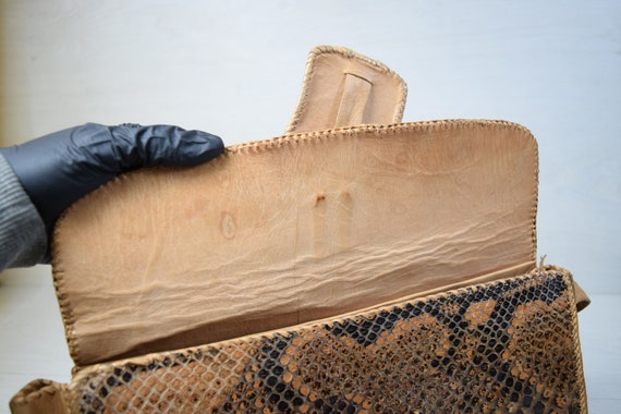 Vintage Genuine Handmade Leather Snakeskin Womens… - image 5