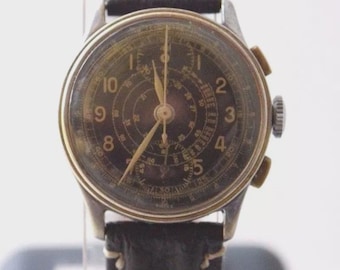Antique Military BOVET PRIMA WWII Pilots Chronograph Wrist Watch Wristwatch Watch Telemetre 17  Jewels