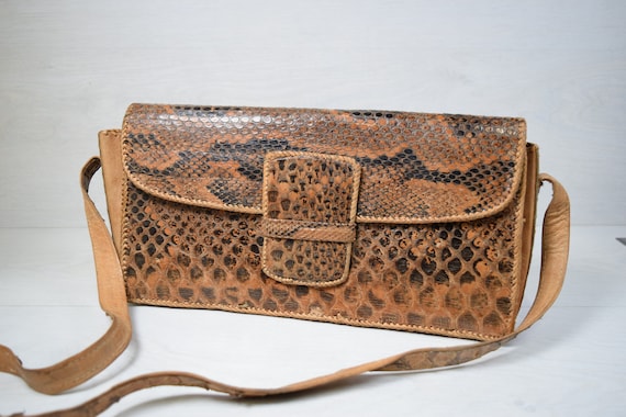 Vintage Genuine Handmade Leather Snakeskin Womens… - image 2