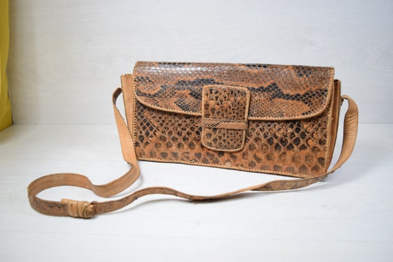 Vintage Genuine Handmade Leather Snakeskin Womens… - image 1