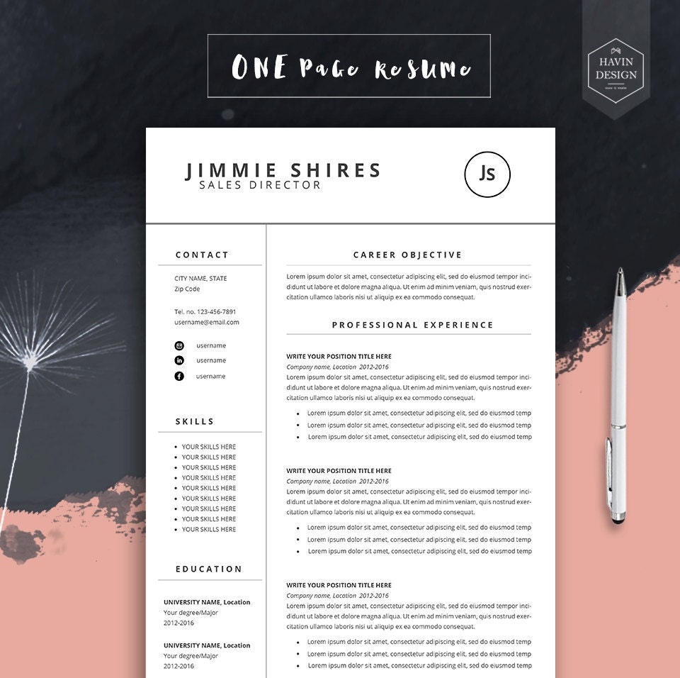 4 Pack Cv Template Free Cover Letter for MS Word Resume | Etsy