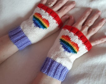 CHOOSE your FLAG - LGBT+ Hand-Knitted Hand Warmers - Gay, Lesbian, Bisexual, Pansexual, Transgender,Asexual,Non-Binary,Genderfluid,Aromantic