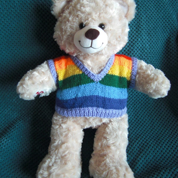 CHOOSE your FLAG - LGBT+ Hand-Knitted V Neck Vest for Stuffed Toys, Bears, Dolls, Animals, (Bear not included)