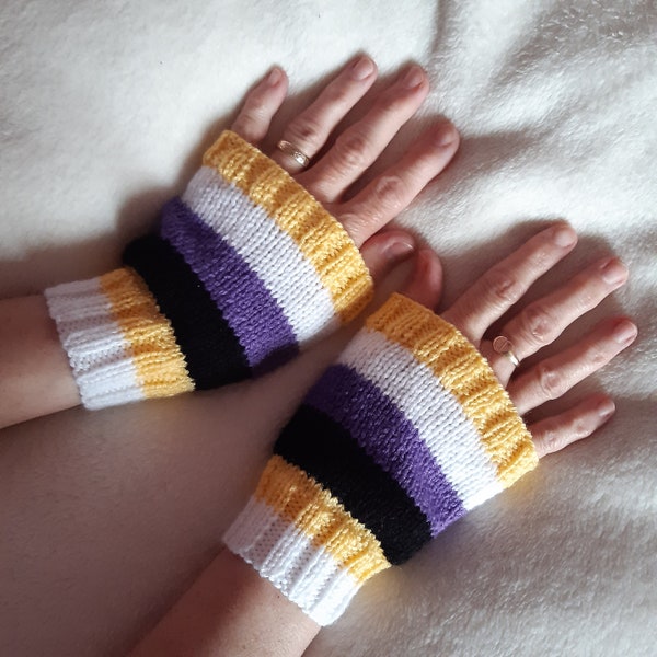 CHOOSE your FLAG - LGBT+ Hand-Knitted Hand Warmers-Gay, Lesbian, Bisexual, Pansexual, Transgender, Asexual, Non-Binary,Genderfluid,Aromantic