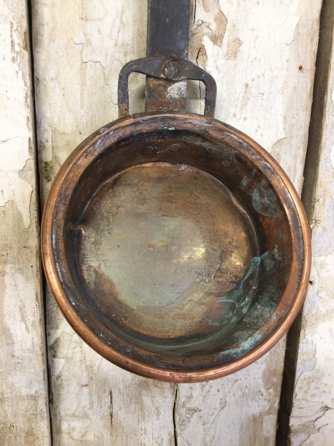 Decorative Copper Pan with Hand Iron Handle / Farmhouse Etsy