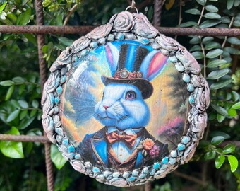 Decoupage Easter Bunny Ornament: Whimsical Spring Decor