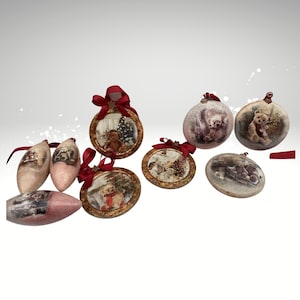 Teddy Bear Ornaments Set of 3, Teddy Bear Gift for Mom, Woodland Nursery Decor for Girl, Stocking Stuffers for Women, Animal Christmas