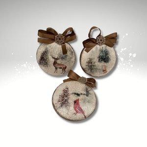 Set Of 3 Woodland Animals Ornaments, Personalized Woodland Ornament, Gift Ideas For Woodland Lover, Personalized Christmas Ornament, Forrest