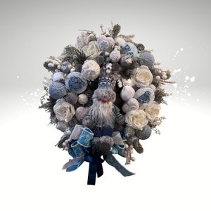 Gnome Wreath For Front Door, Gnome Door Decor, Gnome Wreath Decoration, Front Door Wreath, Door Decoration, Handmade Wreaths, Winter Wreath