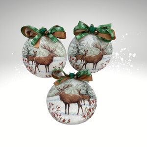 Deer Decor Handmade Tree Ornament, Stocking Stuffers for Women, Deer Gifts for Men, Lodge Christmas Decor, Winter Tiered Tray Decor, Hunters