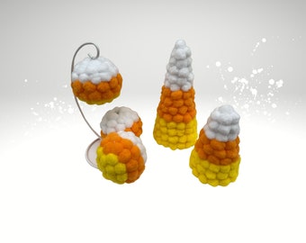 Handmade Candy Corn Ornaments: Halloween Tiered Tray Decor