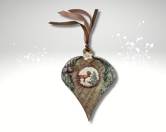 Handmade Deer Ornament: Woodland Christmas Decor