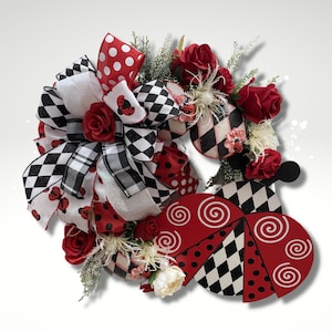 Ladybug Front Door Wreath, Ladybug Door Hanger, Red And Black Wreath, Summer Door Wreath, Front Door Decor, Ladybug Door Decor, Handmade