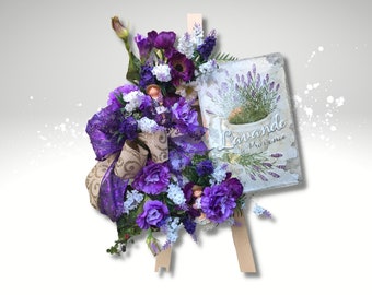 Lavender Wreath for Front Door: Handmade Farmhouse Decor (17 inch)