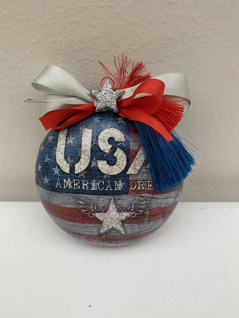 USA Christmas Ornament Handmade American Flag Ornament Etsy