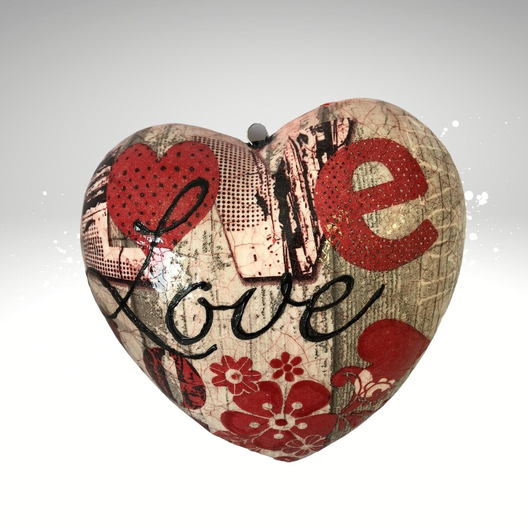 Valentines Day Ornaments for Tree Set of 3, Love Sign for Wreath, Heart