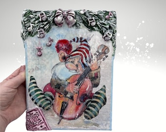 Handmade Musical Gnome Sign: Scandinavian Christmas Decor