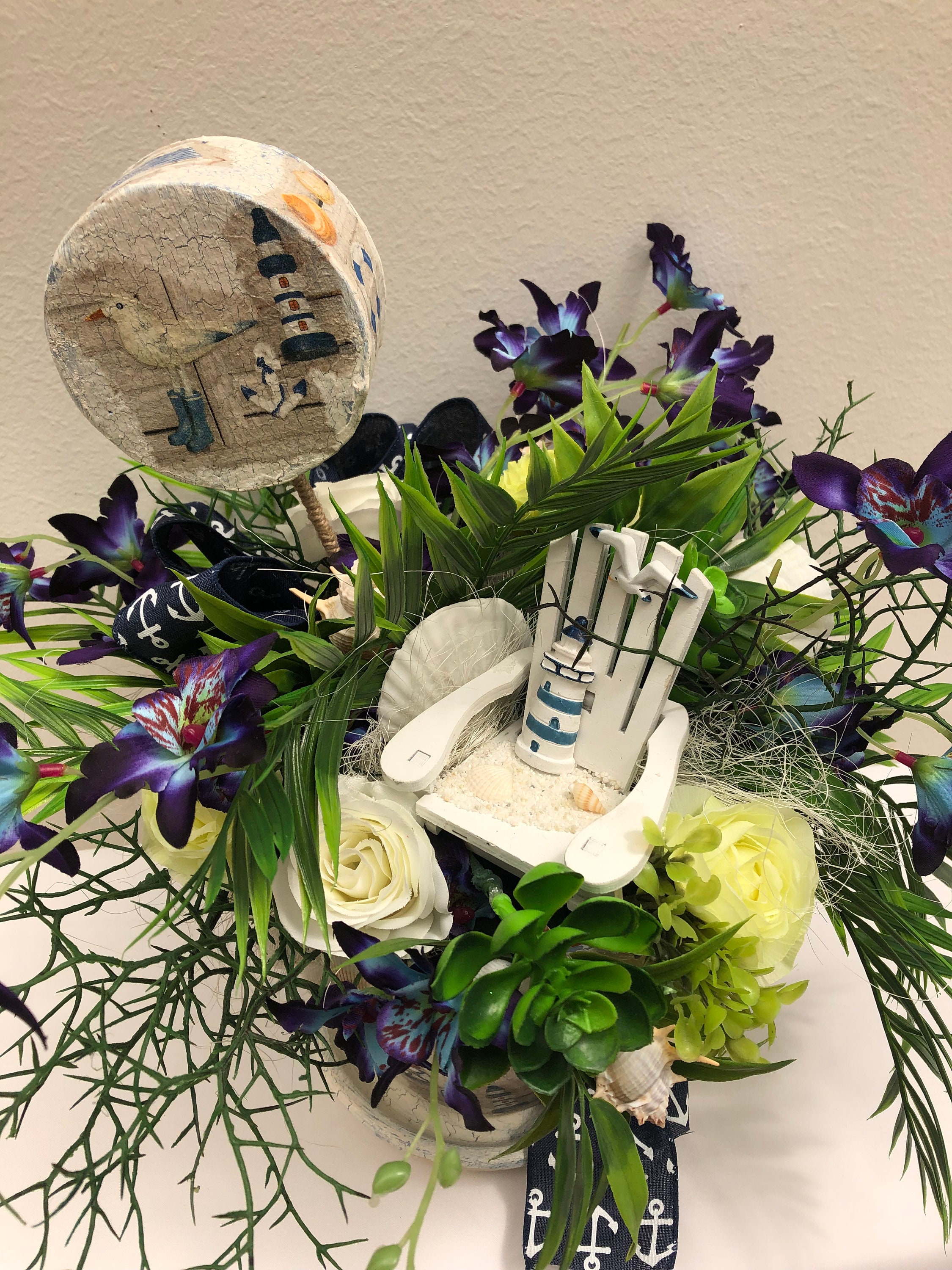 Beach Centerpiece Decoupage Art Beach House Decor Etsy