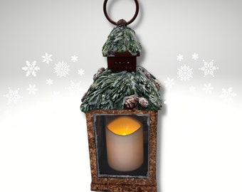 LED Deer Lantern: Rustic Christmas Mantel Decor, 11 Inches