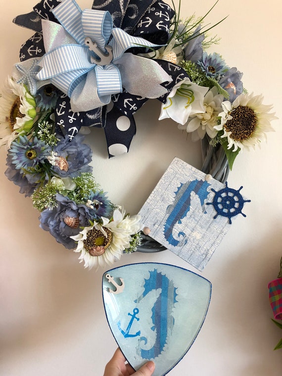Nautical Decor Summer Wreaths For Front Door Coastal Wreath Etsy