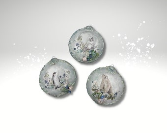 Collectible Winter Animal Christmas Ornaments Set of 3