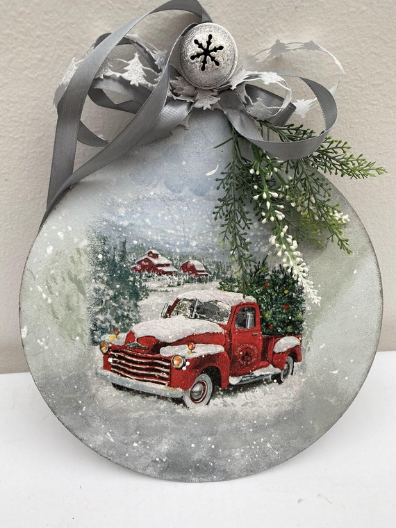 Red Truck Christmas Ornament Red Truck Decor Christmas Wooden