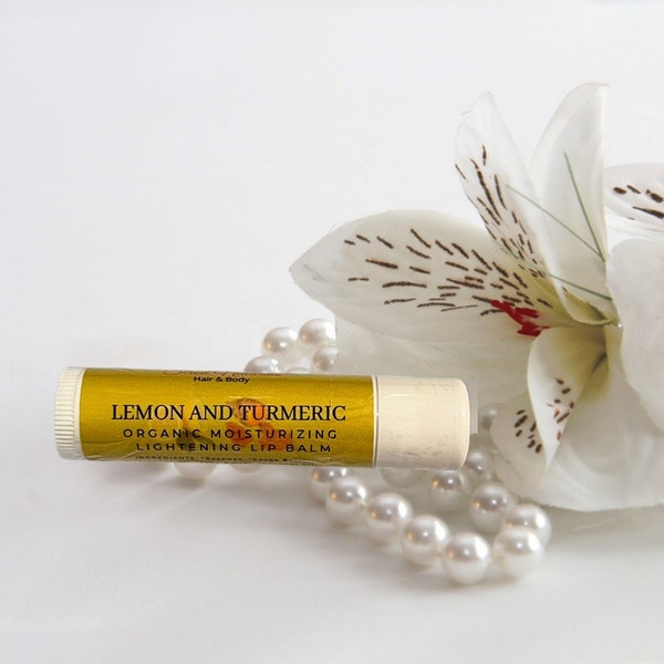 Lemon and Turmeric Moisturizing Lip Balm, Brightening Lip Balm, Lightening Lip Balm, Lip Balm for Dark Lips, Smoker’s Lip Balm