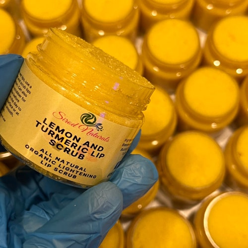 Lemon and Turmeric Lip Scrub Brightening Lip Scrub Etsy