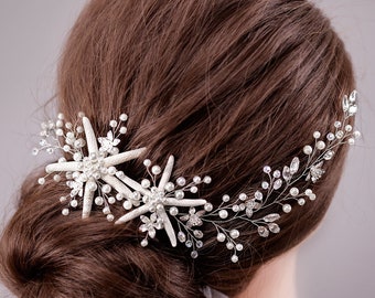 Starfish hair vine Beach wedding hair accessories Starfish crown Beach Bridal Headband Destination wedding Mermaid hairpiece Beach headband