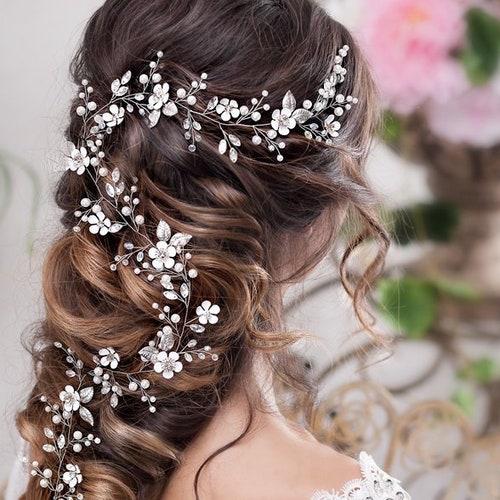 Bridal Hair Vine Long Hair Vine Wedding Hair Vine Flower Hair - Etsy Bridal Hair Vine Long Hair Vine Wedding Hair Vine Flower Hair - Etsy