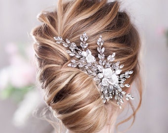 Bridal hairpiece Crystal hair comb Wedding headpiece Crystal hair piece Floral Bridal Hair Comb Flower Hair Comb Rhinestone headpiece Roses