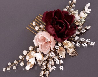 Victorian Wedding Accessories Vintage Bridal Hair Jewelry Mother/'s Day Burgundy Hair Pins Women Birthday Gift Red Cabochon Bobby Pins