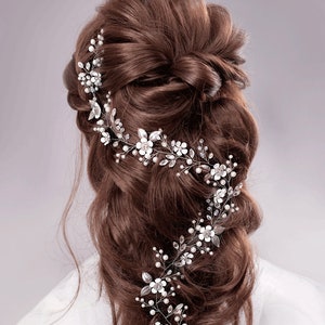 Bridal hair vine Long hair vine Wedding hair vine Flower hair vine Wedding headpiece Pearl hair vine Bridal hairpiece Crystal hair vine image 6