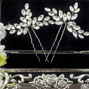 Bridal hair pins Crystal hair pins Wedding hair pins Wedding bobby pins Bridal hair piece Rhinestone hairpin Silver pin Bridesmaid hair pins image 2