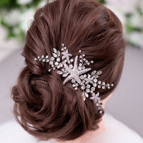 Starfish Hair comb Starfish Bridal Hair Clip Beach Wedding hairpiece Starfish Comb Beach Bridal Hairpiece Beach Wedding Hair Accessory