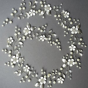 Bridal hair vine Long hair vine Wedding hair vine Flower hair vine Wedding headpiece Pearl hair vine Bridal hairpiece Crystal hair vine image 3