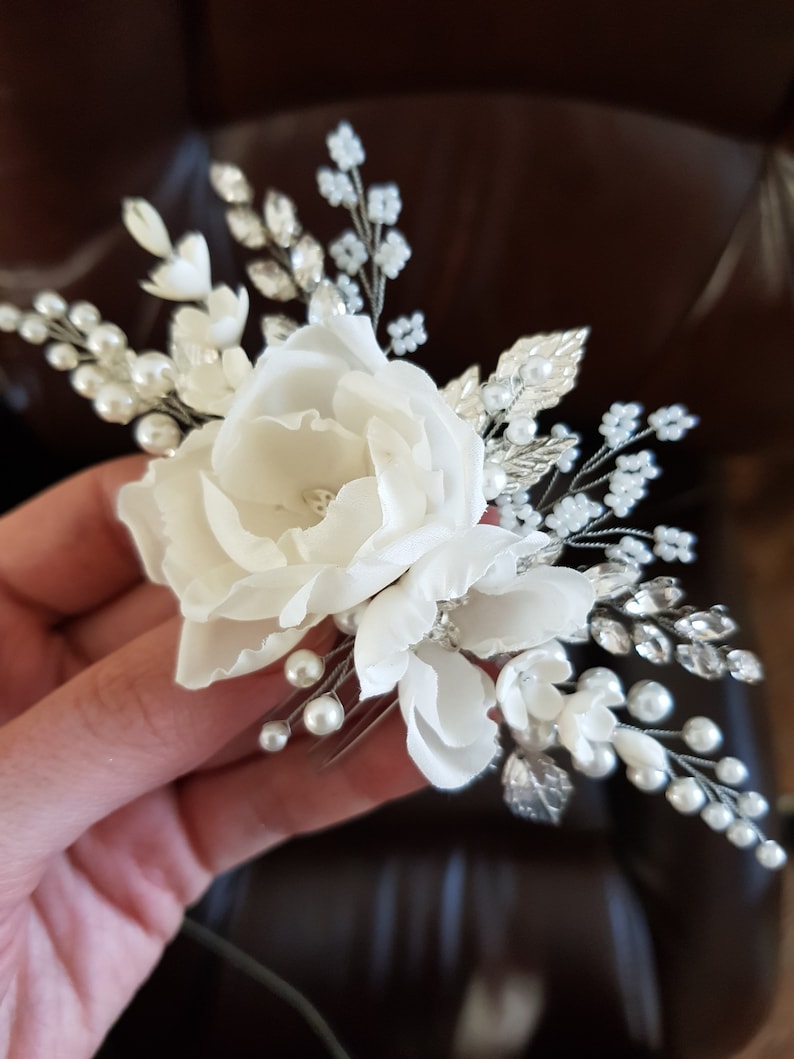 White Bridal hair Flower Ivory Hair Flowers Wedding Floral | Etsy