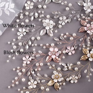 Bridal hair vine Long hair vine Wedding hair vine Flower hair vine Wedding headpiece Pearl hair vine Bridal hairpiece Crystal hair vine image 2