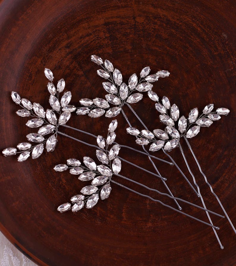 Bridal hair pins Crystal hair pins Wedding hair pins Wedding bobby pins Bridal hair piece Rhinestone hairpin Silver pin Bridesmaid hair pins image 3