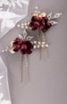 Burgundy silk flower hair pins Burgundy rosebud hair pin Burgundy Wedding Bridesmaid hair accessories Floral hair pins Dark red hair piece 