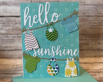 Baby Boy Card - Baby Card - Welcome Baby - Handmade Baby Card - Baby Shower Card - New Arrival Card - Baby clothes