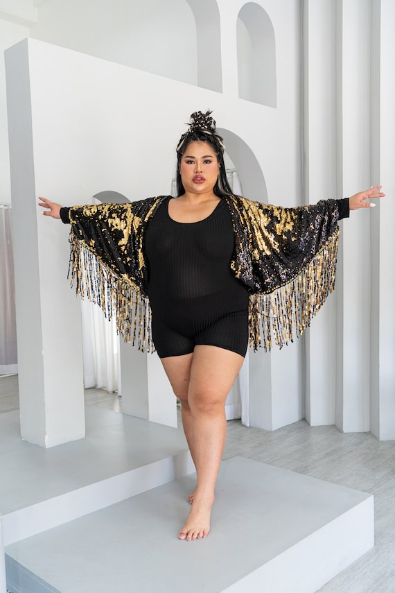 black sequin kimono dress Velvet Kimono Dress - Black Sequins Kimono