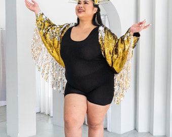 Festival Gold Sequin Kimono Dress Floor Length Sheer Black Kimono