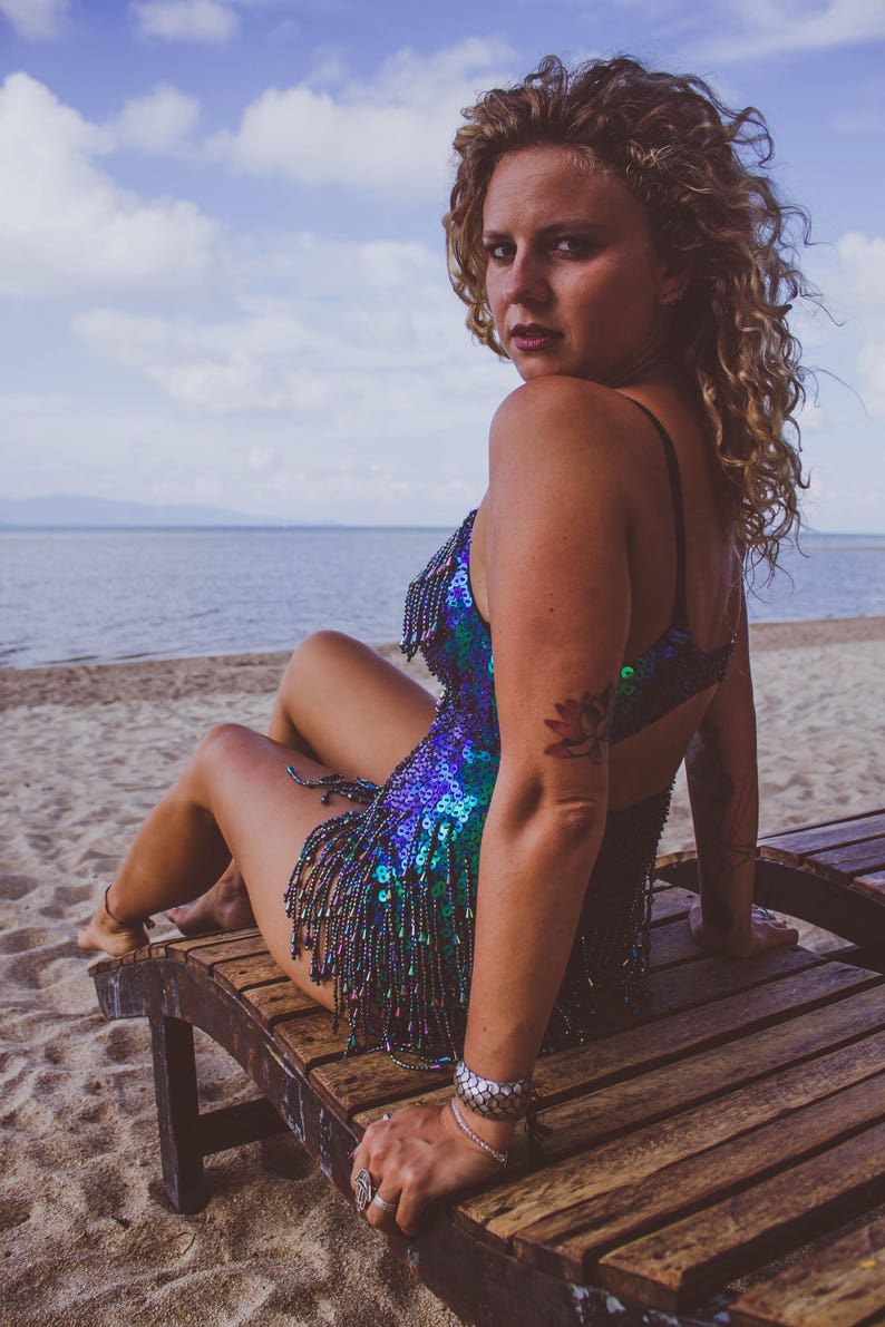 Mermaid sequin bodysuit for women. Perfect for festival wear Etsy