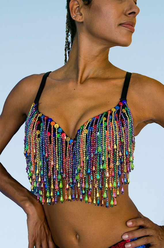 Rainbow Beads Bra Top. 