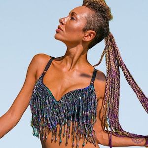 Emerald Green Mermaid sequin and beads bra top.