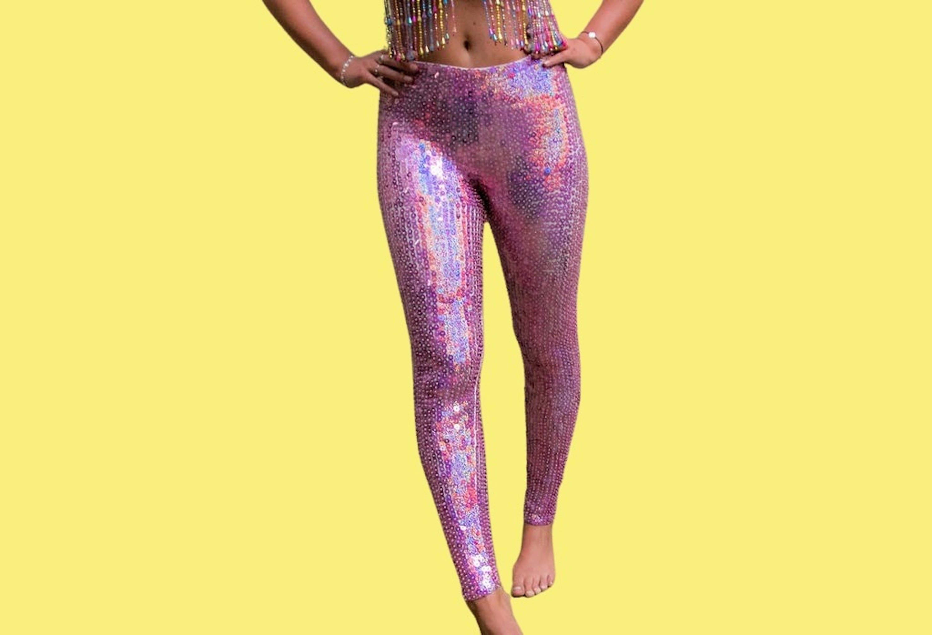 Purple Glitter Leggings | URBAN TOUCH | SilkFred US