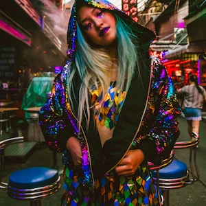 mens rainbow sequin jacket